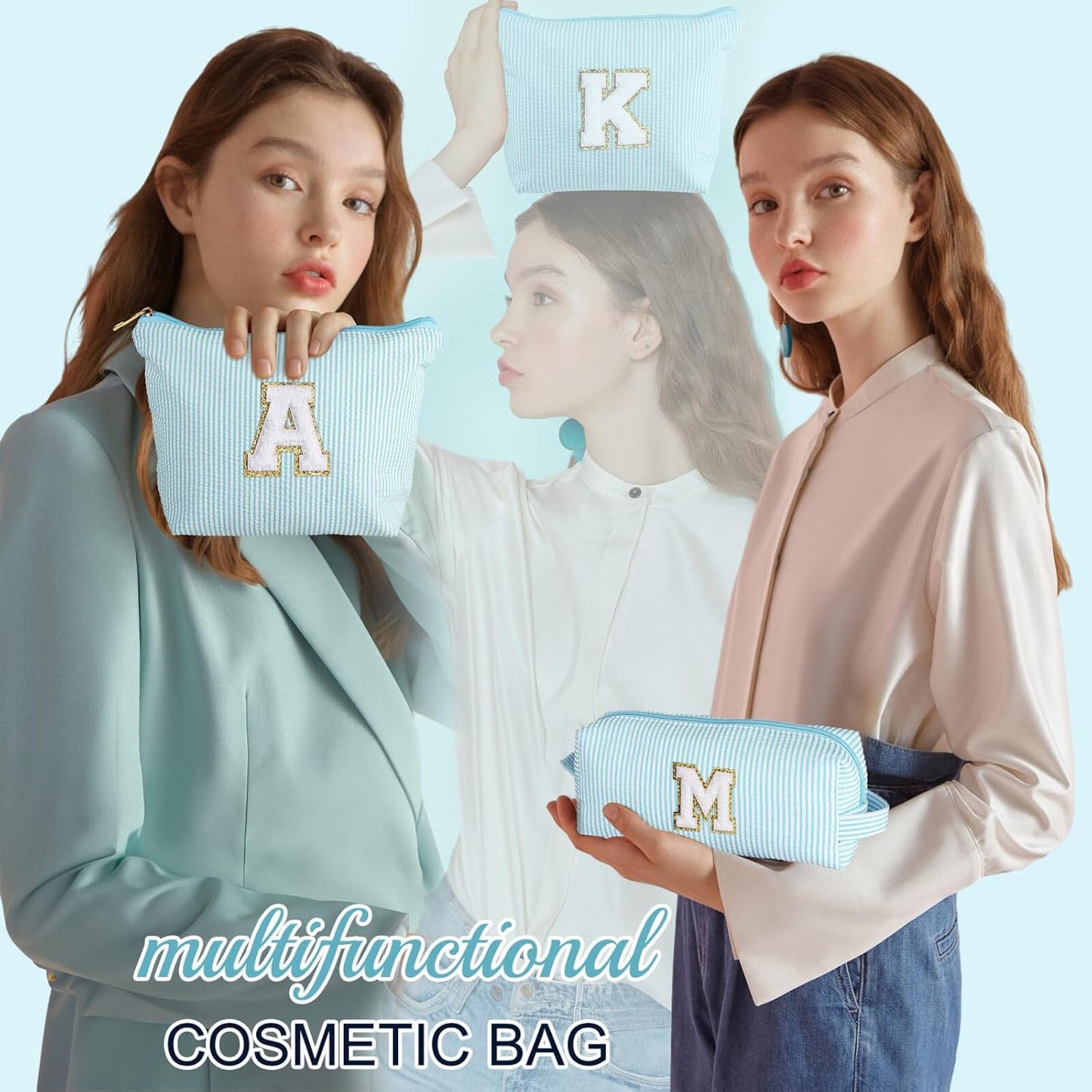 YOOLIFE Birthday Gifts for Women Her - Personalized Cute Initial Cosmetic Makeup Pouch Make Up Travel Bag for Mothers Day Gifts Teacher Sister Friend Girlfriend Mothers Day Gifts for Mom D