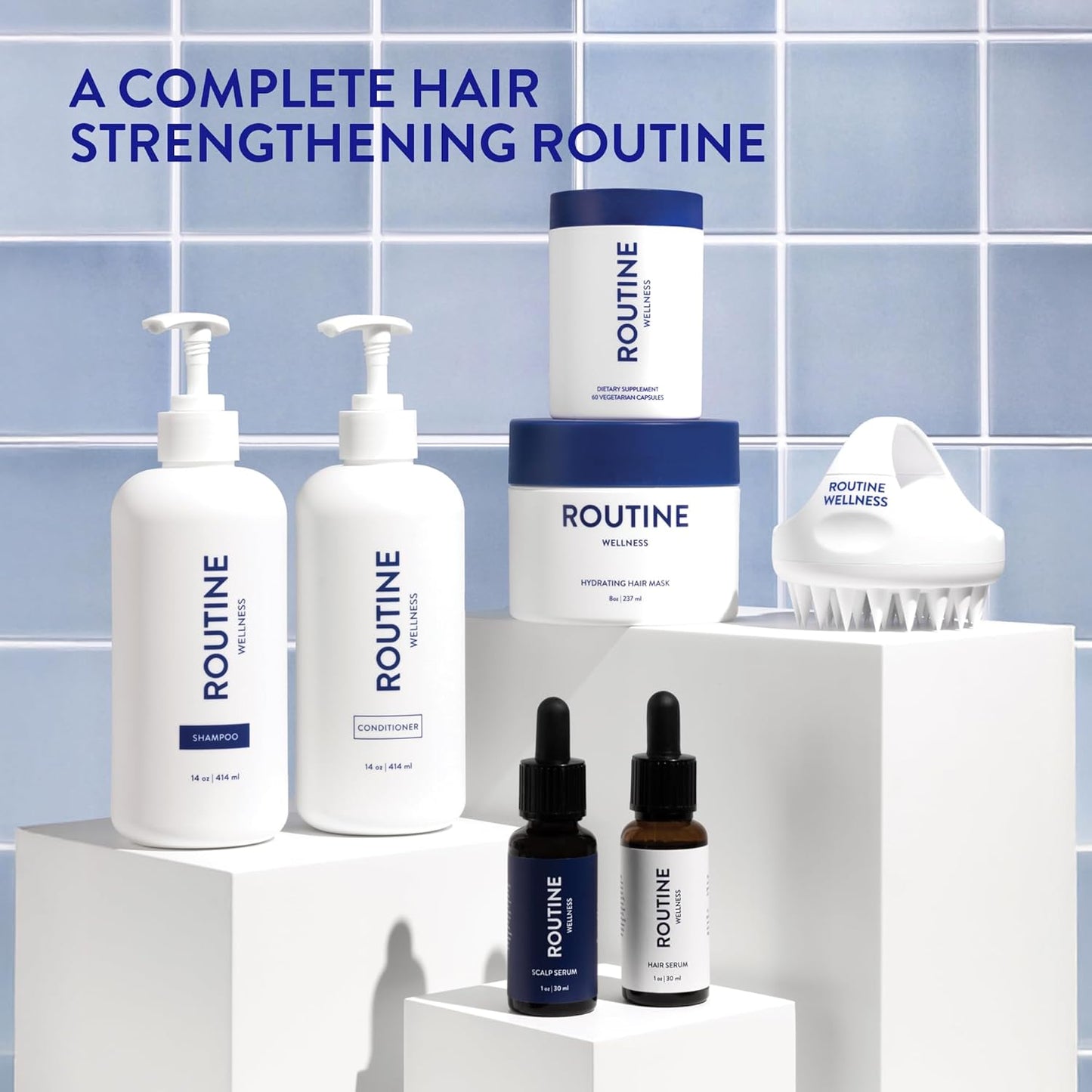 Routine Wellness Anti-Thinning Shampoo and Conditioner Set for Thinning Hair - Biotin DHT Blocker Women & Men - Color Safe Shampoo for Hair Loss & Healthier Hair - Vanilla Blossom (Pack of 2)