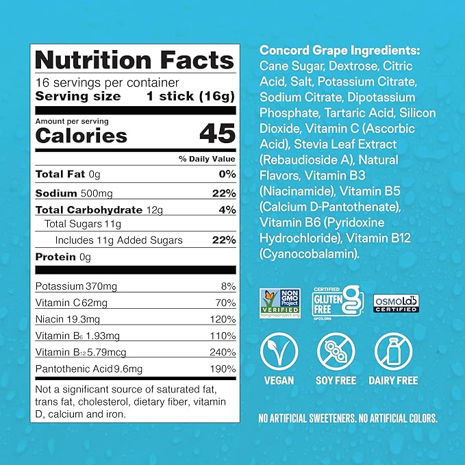 Liquid I.V.® Hydration Multiplier - Concord Grape | Electrolyte Powder Drink Mix | 1 Pack (16 Servings)