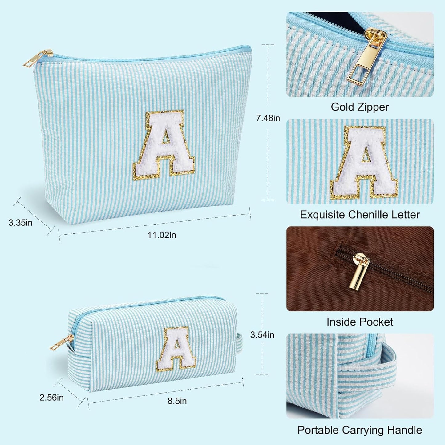 YOOLIFE Personalized Mothers & Graduation Gifts - Initial Cute Monogram Makeup Bags