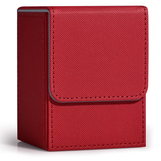 ZLCA Card Deck Box for Trading Cards, MTG YuGiOh Deck Case Holds 100+ Single Sleeved Cards, PU Leather Magnetic Card Storage Box Fits for TCG CCG Magic Game Cards (Red)