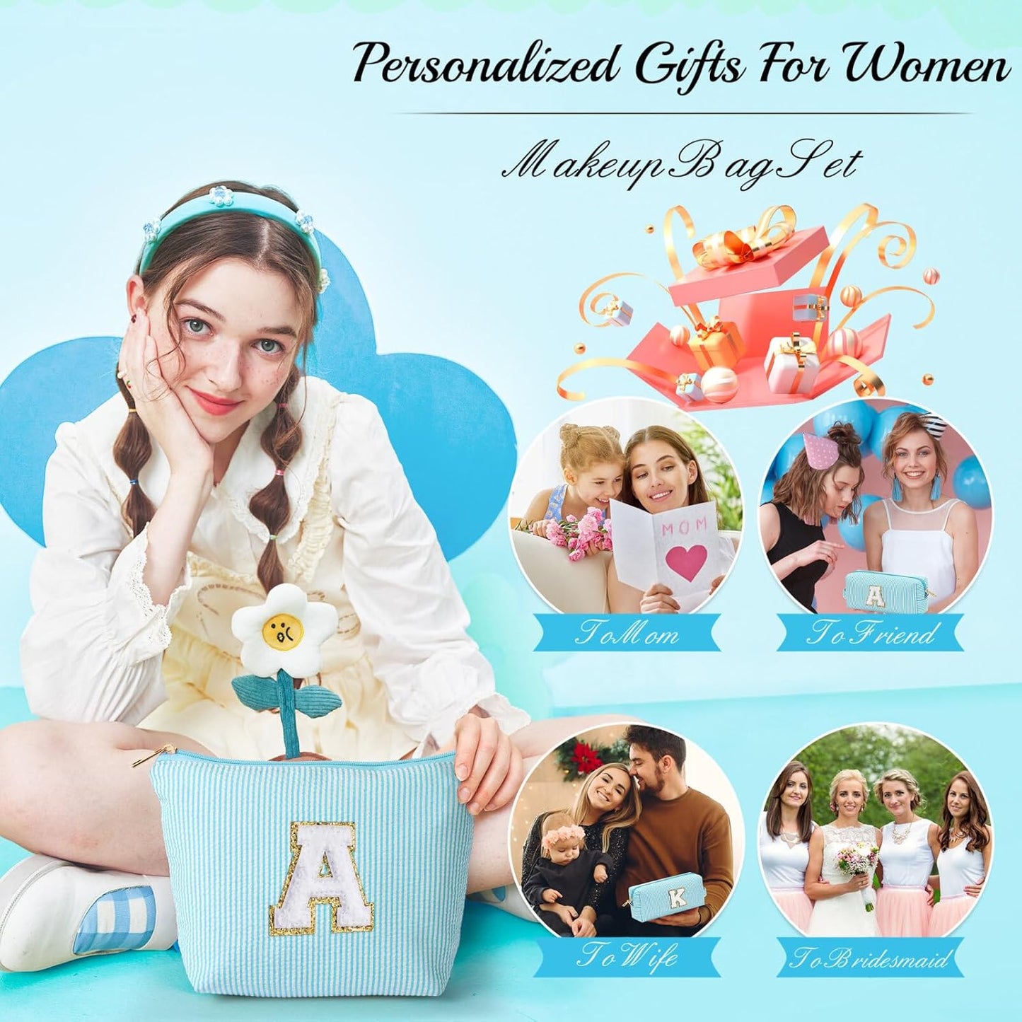 YOOLIFE Mothers Day Gifts for Mom - Small Cute Makeup Bag Pouch for Friend Female Her Mom | Birthday Gift for Women Ever Mom In Law Godmother Best | Cosmetic Travel Toiletry Bag Birthday Gift O