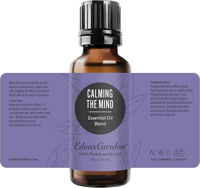Edens Garden Calming The Mind Essential Oil Blend- 100% Pure Premium Grade, Undiluted, Natural, Therapeutic, Aromatherapy, The Best for Skin, Humidifiers, Kid Safe 30 ml (1 fl oz)