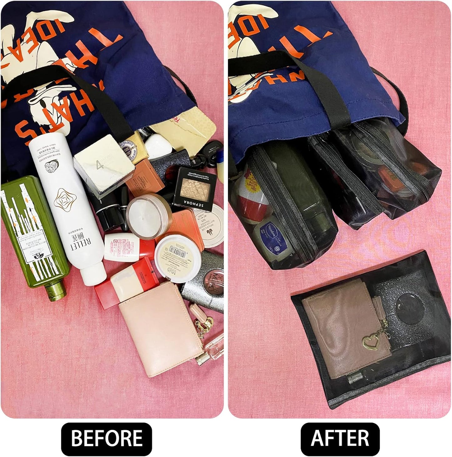 20 Pieces Mesh pouch, Mesh Makeup Bag Portable Makeup Pouch Travel Toiletry Bag for Makeup Organizer Home Office Travel Accessories, Mesh Cosmetic Bag with Zipper