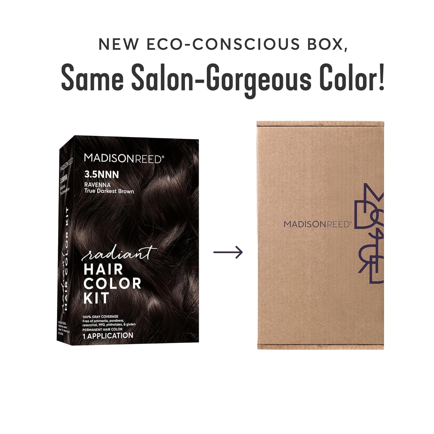 Madison Reed Radiant Hair Color Kit | 3.5NNN Darkest Brown-Black (Ravenna Brown) 100% Maximum Gray Hair Coverage | Permanent Hair Dye for Resistant Grays | PPD-Free & Ammonia-Free |1 Pack