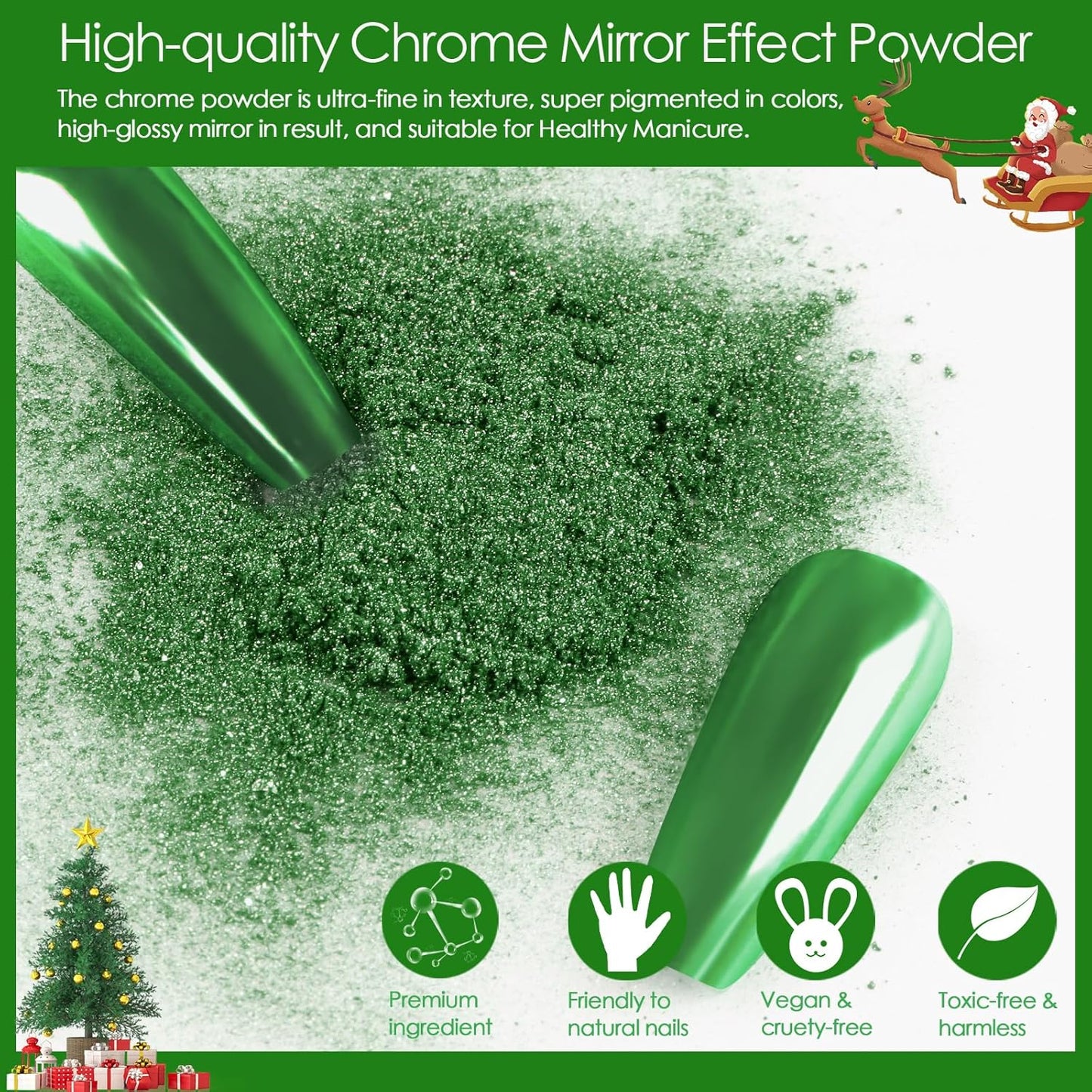 Allstarry Chrome Nail Powder 4 Colors Metallic Mirror Effect Pigment Chrome Iridescent Nail Glitter Magic Unicorn Glitter Dust Kit for Gel Polish Nail Art Decoration Resin Craft, Festivals