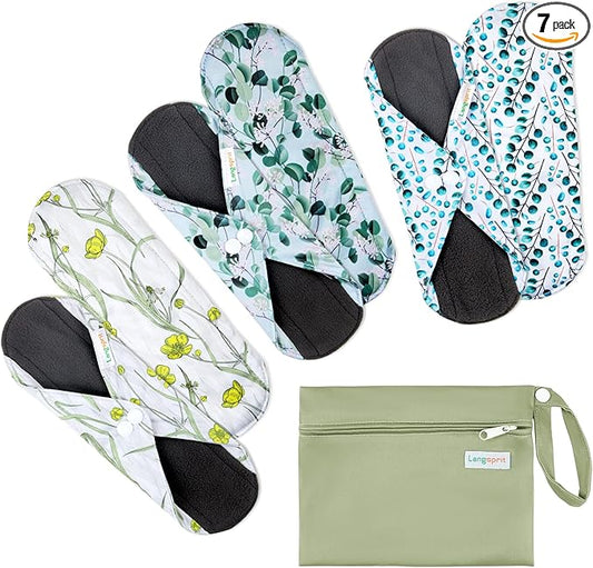 7pcs Set 1 pc Mini Wet Bag +6pcs Absorbent Reusable Sanitary Pads/Washable Cloth Menstrual Pads(Autumn,S)…