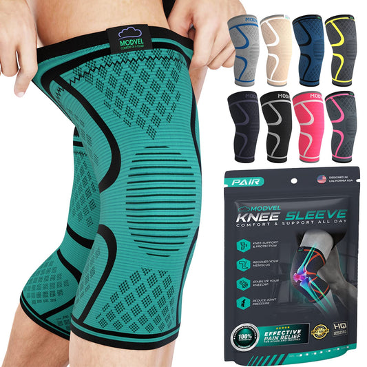Modvel ELITE Knee Brace and Pads for Women & Men - Knee Braces for Pain Relief, Compression Sleeve for Meniscus Tear, ACL, Arthritis | Knee Pads with Padding for Running & All Sports
