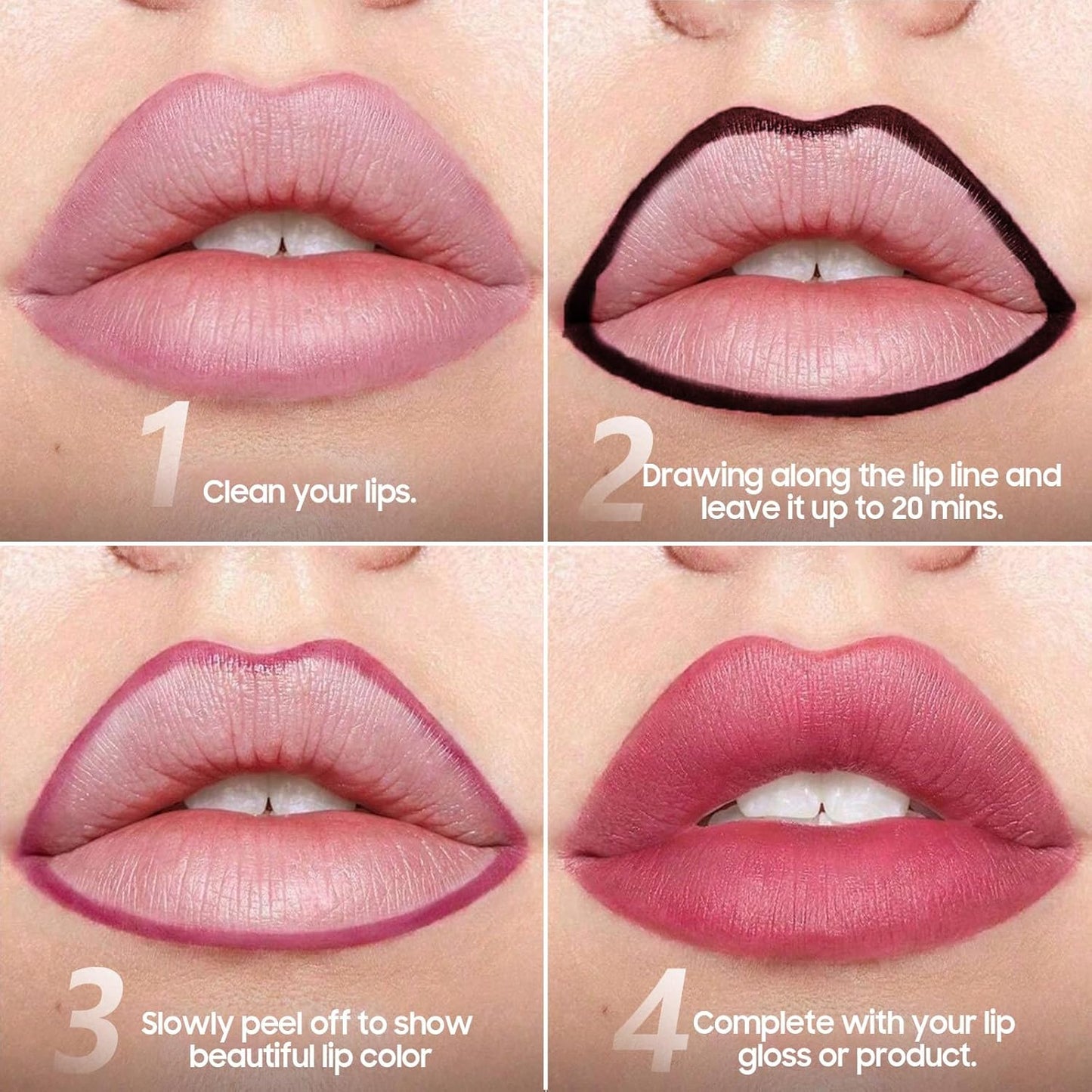 Peel Off Lip Liner Stain - Non-Stick Cup Lip Comfortable Vivid Color Peel Lip Stain Transfer-Proof & Long - Wear, Create Beauty & Charming Lip Makeup For All Skin Types with All-Day (#01 Nude)