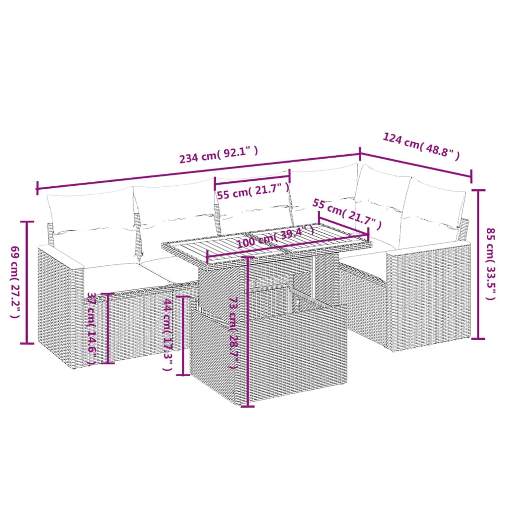 vidaXL Garden Sofa Set Grey