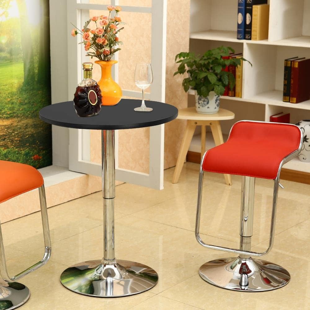Adjustable Round Pub Table, Counter Bar Height Top Table, 360° Swivel Bar Tables, Tall Cocktail Tables ,Bistro Table for Home, Indoor, Dining, Black