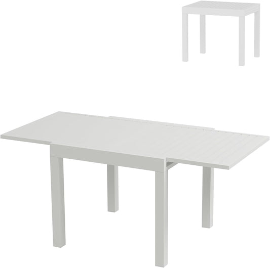 Expandable Aluminum 31"-63" Outdoor Dining Table Set for 4-6 People - Sleek Slatted Design for Patio, Garden & Deck - Durable & Weather-Resistant - Easy Care & Lightweight