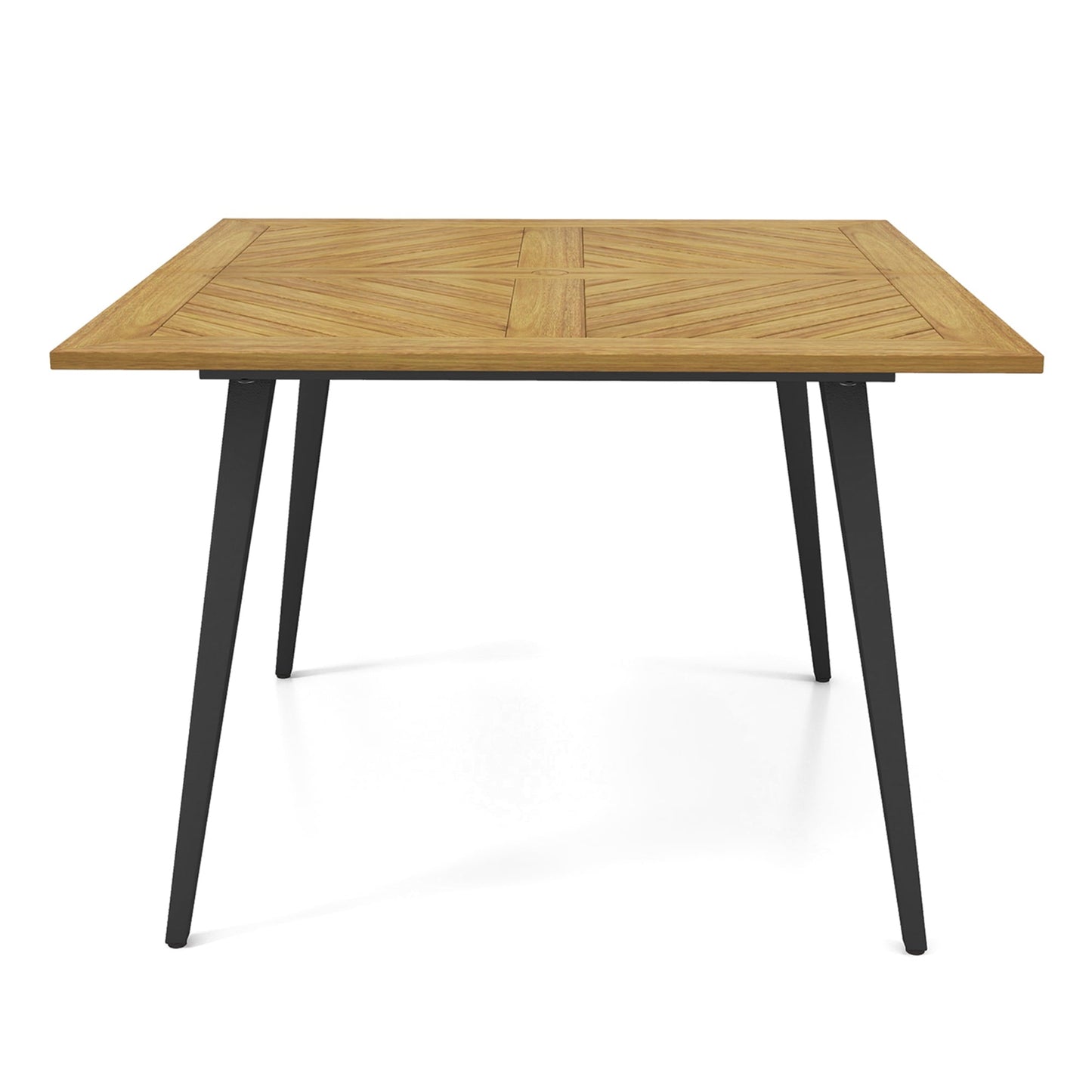 Gymax 42.5'' Outdoor Dining Table w/ 1.9'' Umbrella Hole Adjustable Foot Pads