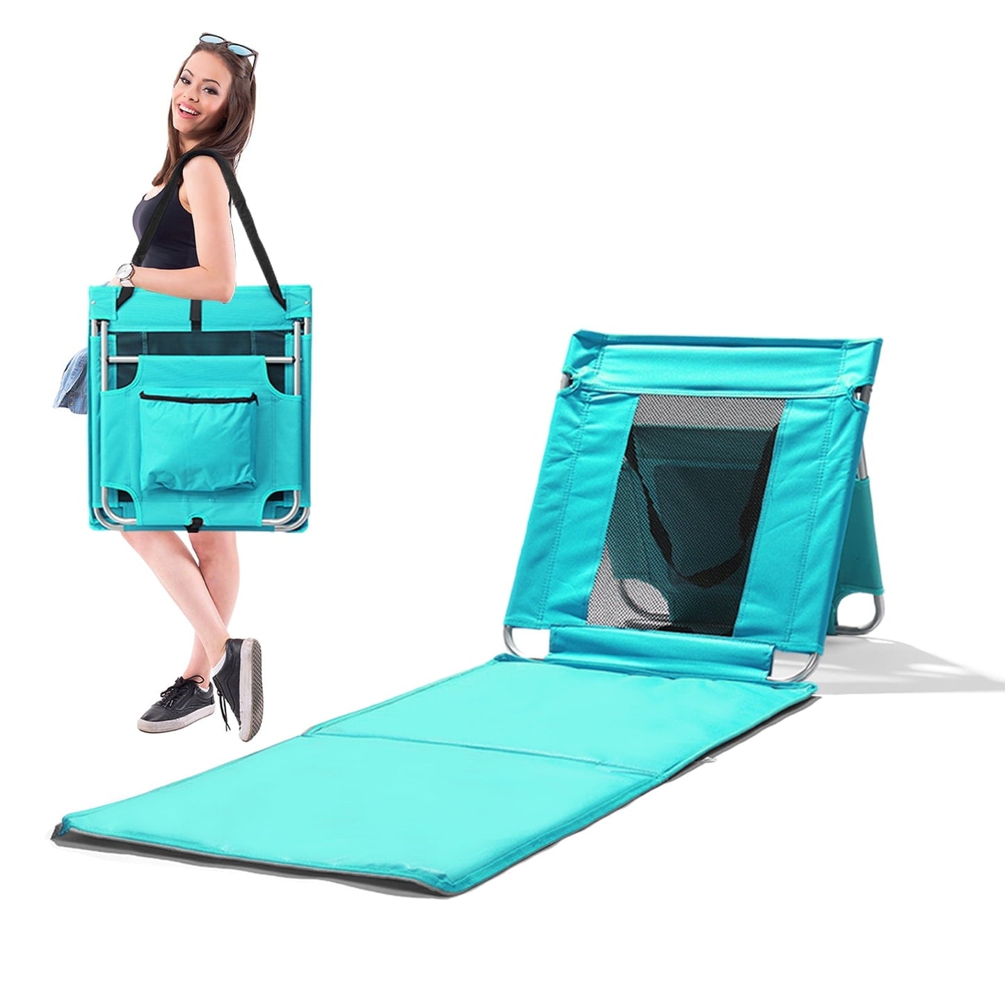 Ktaxon Beach Mat Lounge Chair, Protable Folding Lightweight Beach Chairs for Adults, Suitable for Tanning Beach Lawn, Mint Green