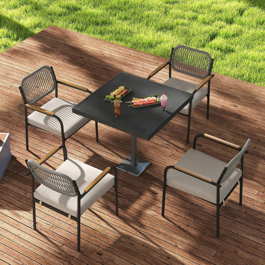 Patio Dining Chairs Set of 4, Wicker Outdoor Chairs for All Weather, Rattan Dining Chairs with Removable Cushions for Deck, Garden or Indoor Use, Beige