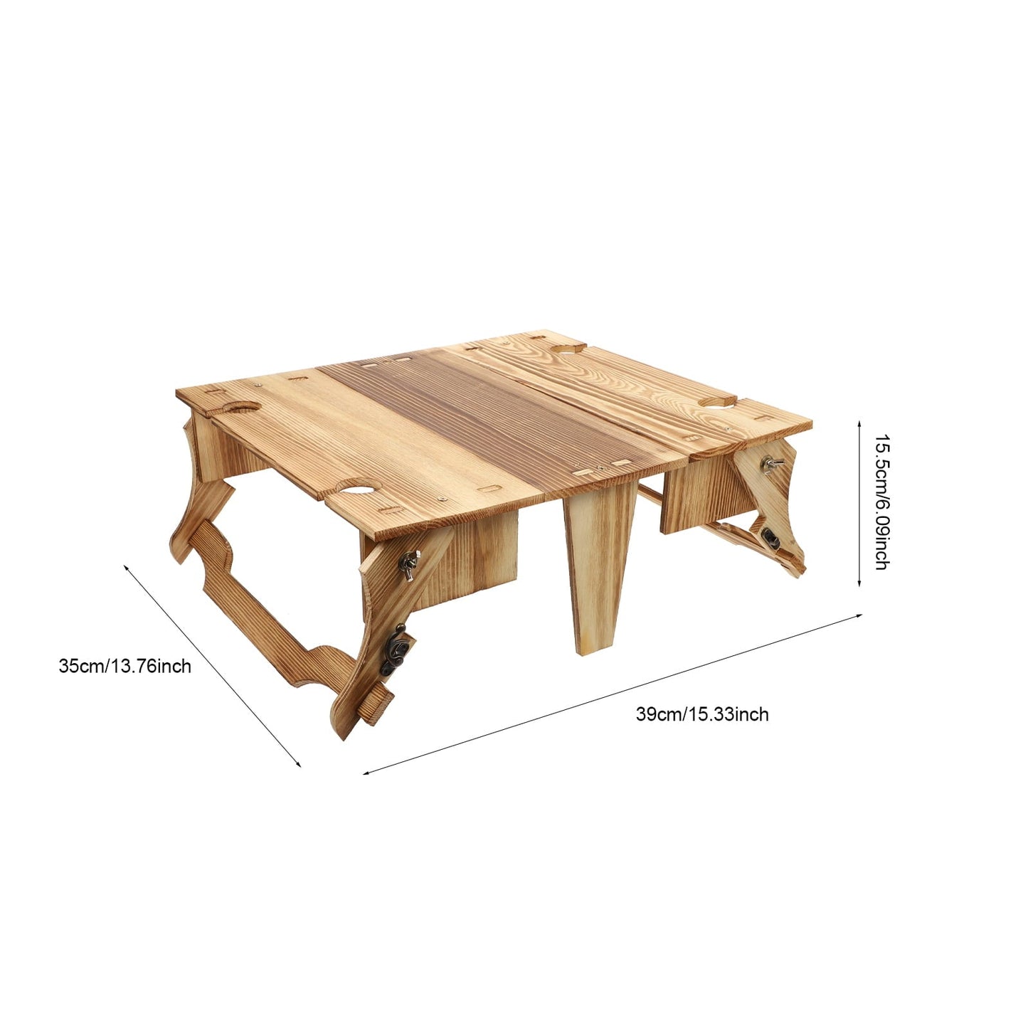 Raindrops 1Set Folding Picnic Basket Table Light Brown Rectangular for Outdoor Activities with Wood and Plastic