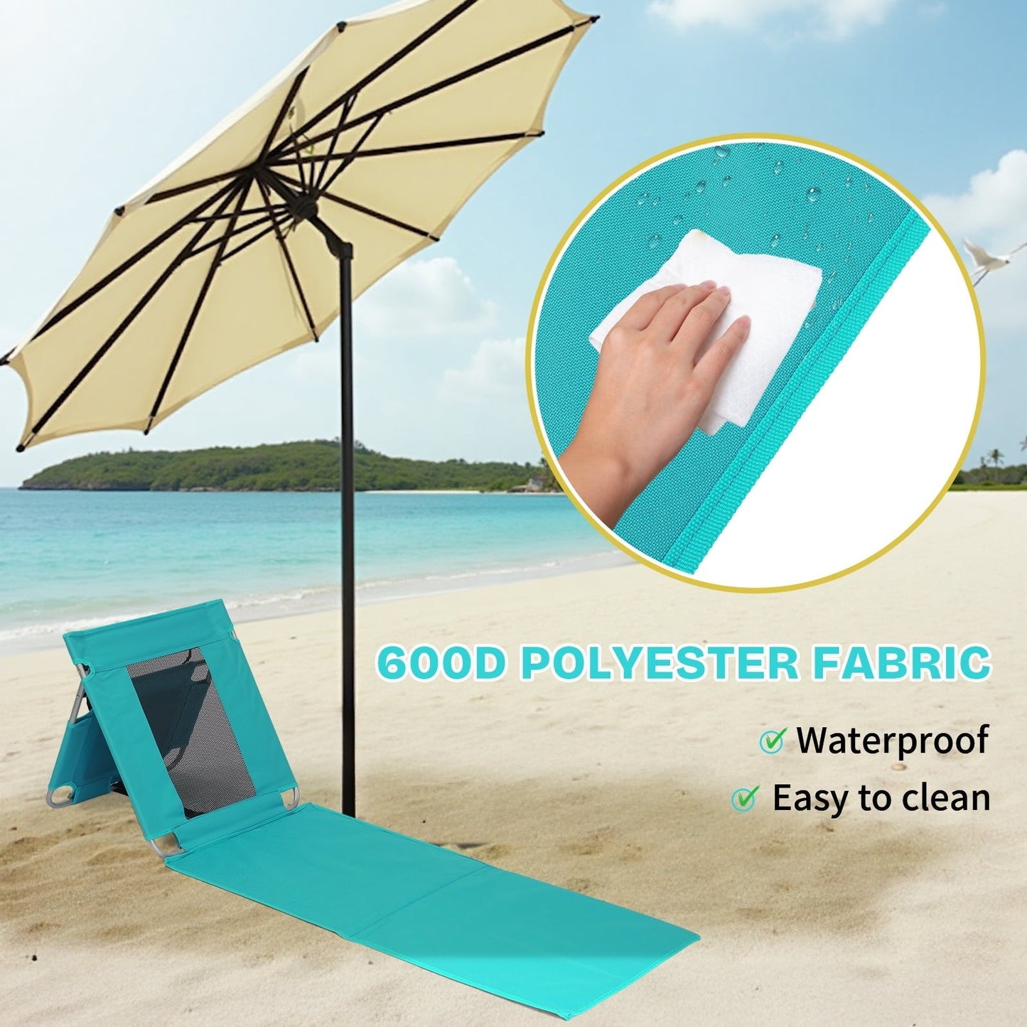 Ktaxon Beach Mat Lounge Chair, Protable Folding Lightweight Beach Chairs for Adults, Suitable for Tanning Beach Lawn, Mint Green