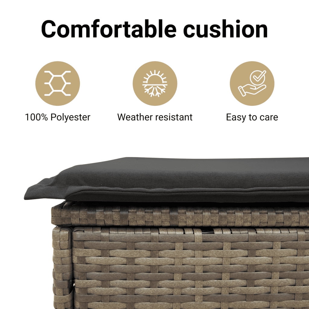 vidaXL Garden Sofa Set Grey PE rattan 7 Piece Set Adjustable Armrests