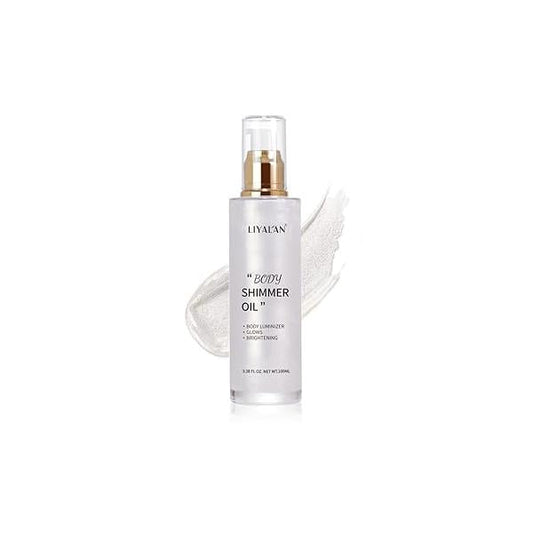 Liyalan Shimmer Body Oil Rose Gold 5 Color Bronze Face Glow Pearl Highlighter Illuminator body Makeup Shine Glitter Liquid Taning 3.38 Fl Oz