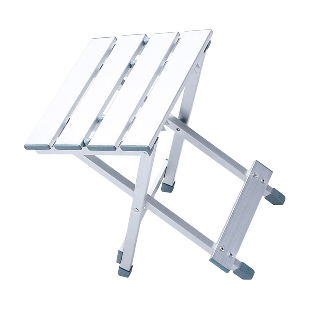 jojofuny 1Pack Aluminum Stool for Camping and Picnic 38X26Cm Silver Color Portable and Foldable